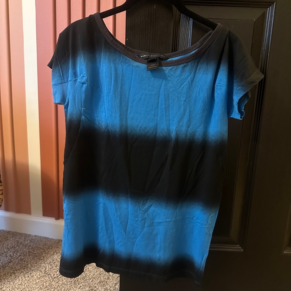 Women's Blue and Black Tshirt